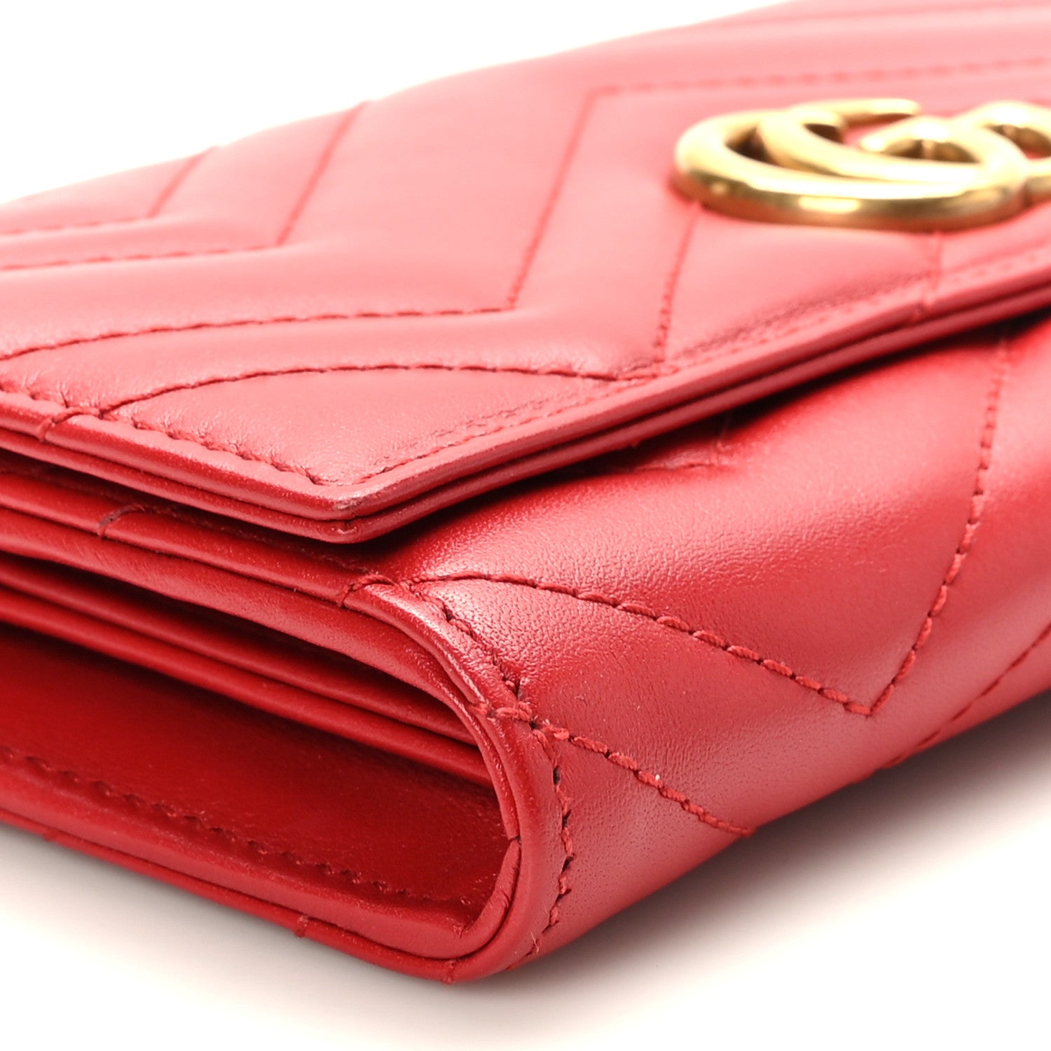 Gucci Calfskin Matelasse GG Marmont Continental Wallet Hibiscus Red 10 of 11