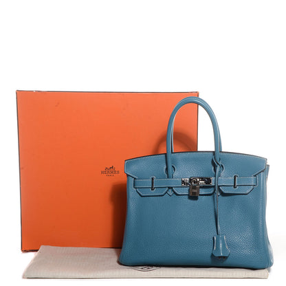 Hermes Taurillon Clemence Birkin 30 Blue Jean 14 of 21
