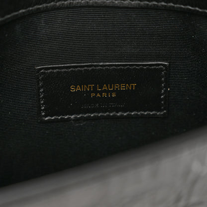 Saint Laurent Calfskin Crocodile Embossed Uptown Monogram Clutch Black 6 of 7
