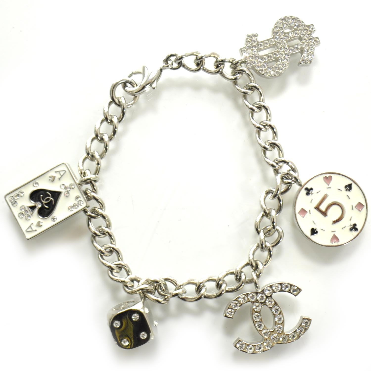 Chanel Metal Crystal Lucky Charm Bracelet Silver WYNN EXCLUSIVE 1 of 2