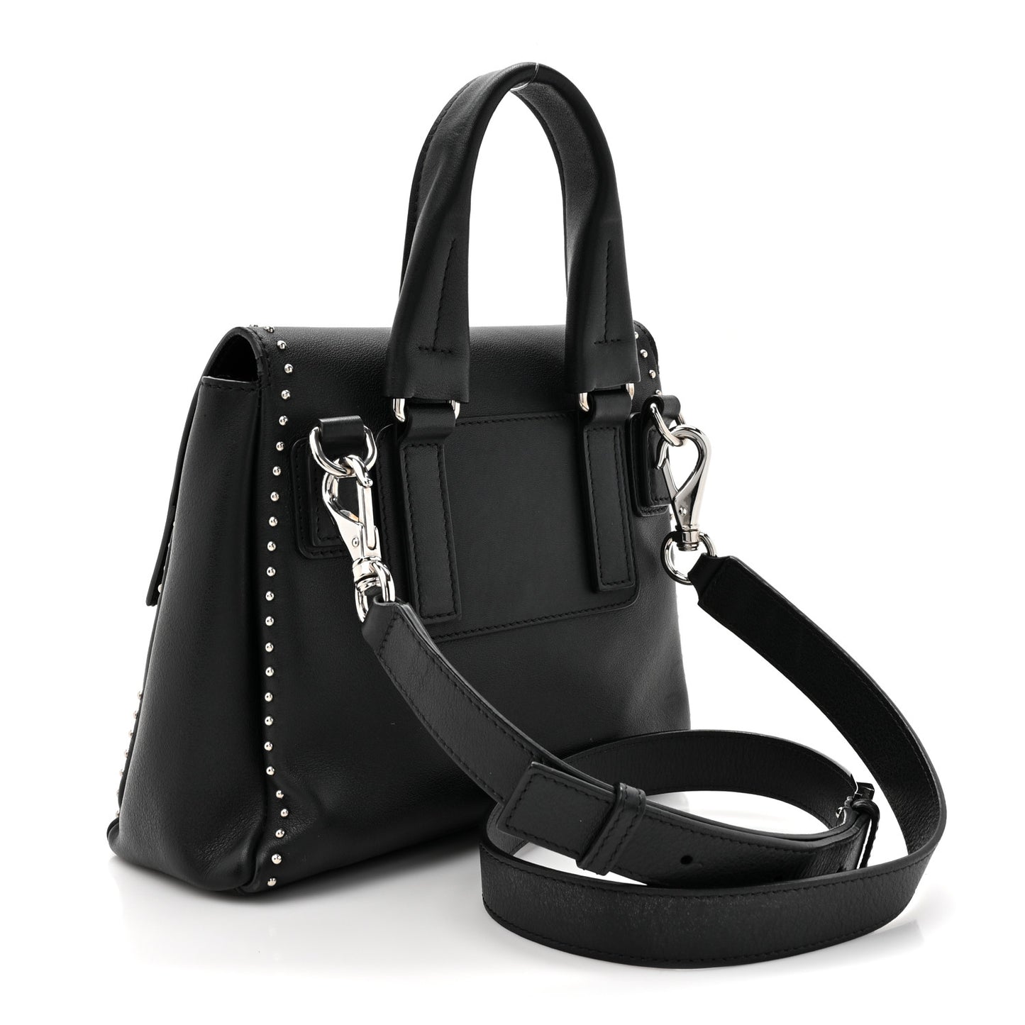 Calfskin Studded Mini Pandora Pure Flap Bag Black Black
