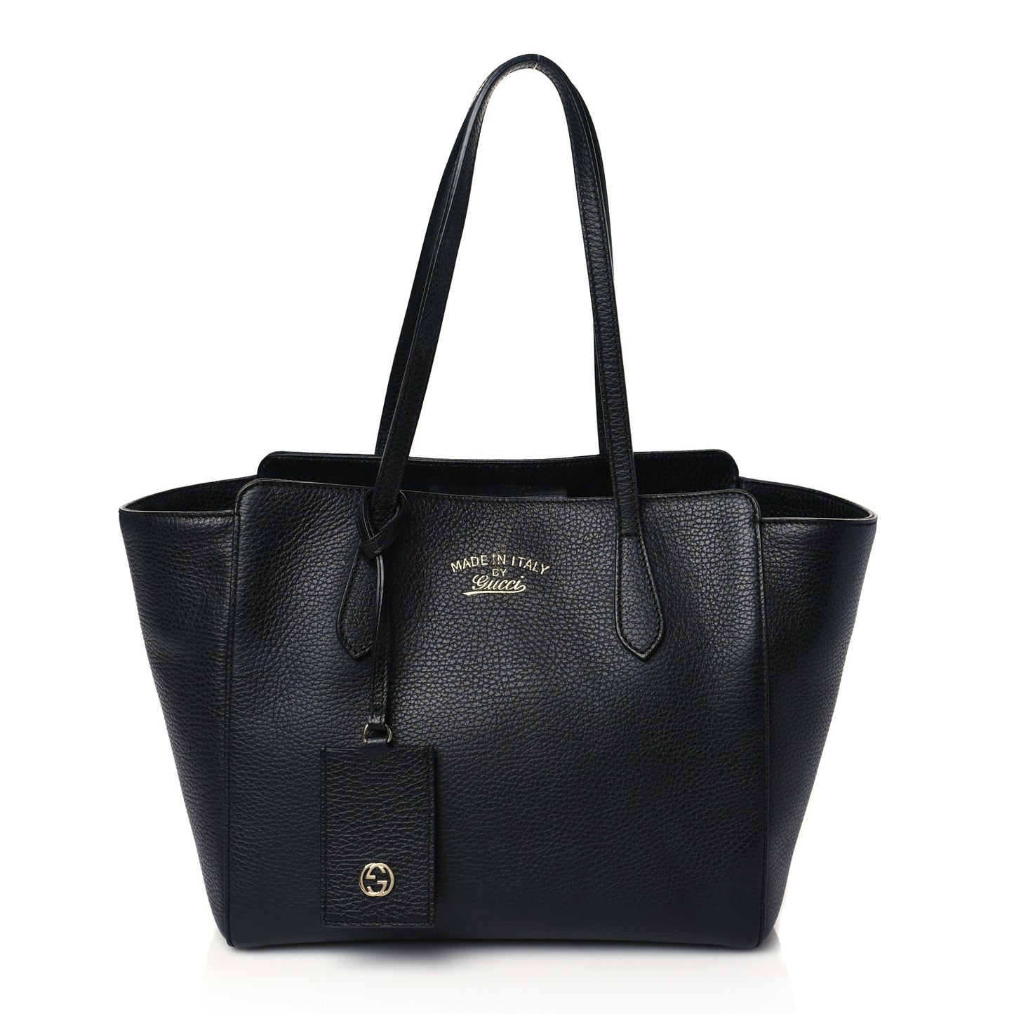 Pebbled Calfskin Small Swing Tote Black