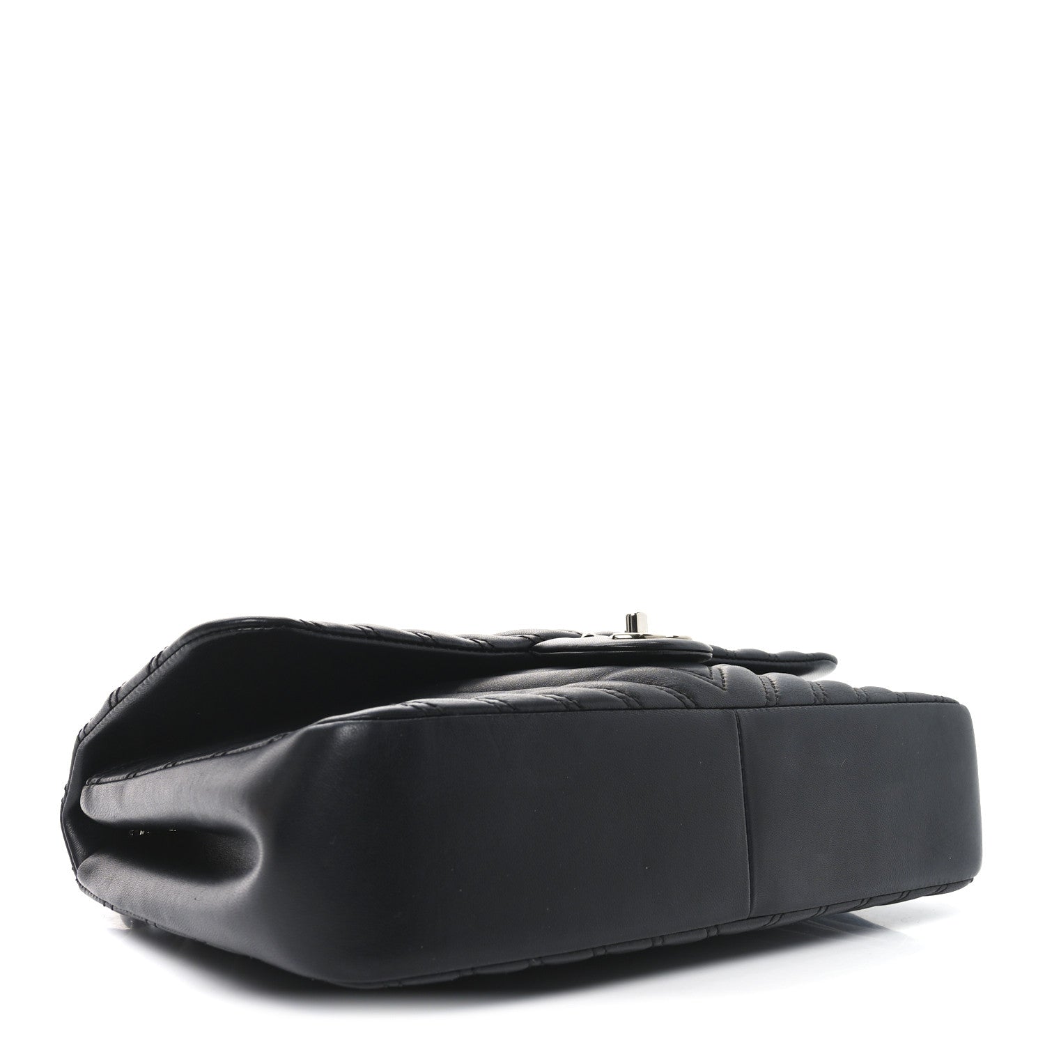 Chanel Lambskin Chevron Quilted Double Stitch Jumbo Double Flap Black 4 of 10