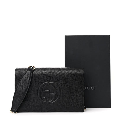 Gucci Pebbled Calfskin Soho Wallet On Chain Black 10 of 10