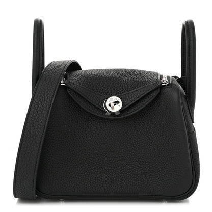 Hermes Taurillon Clemence Mini Lindy 20 Black 1 of 10