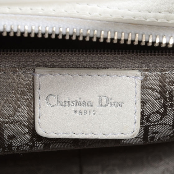 Christian Dior Cervo Deerskin Cannage Stitched Boston White 6 of 8