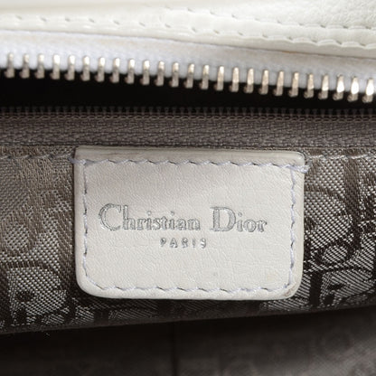 Christian Dior Cervo Deerskin Cannage Stitched Boston White 6 of 8