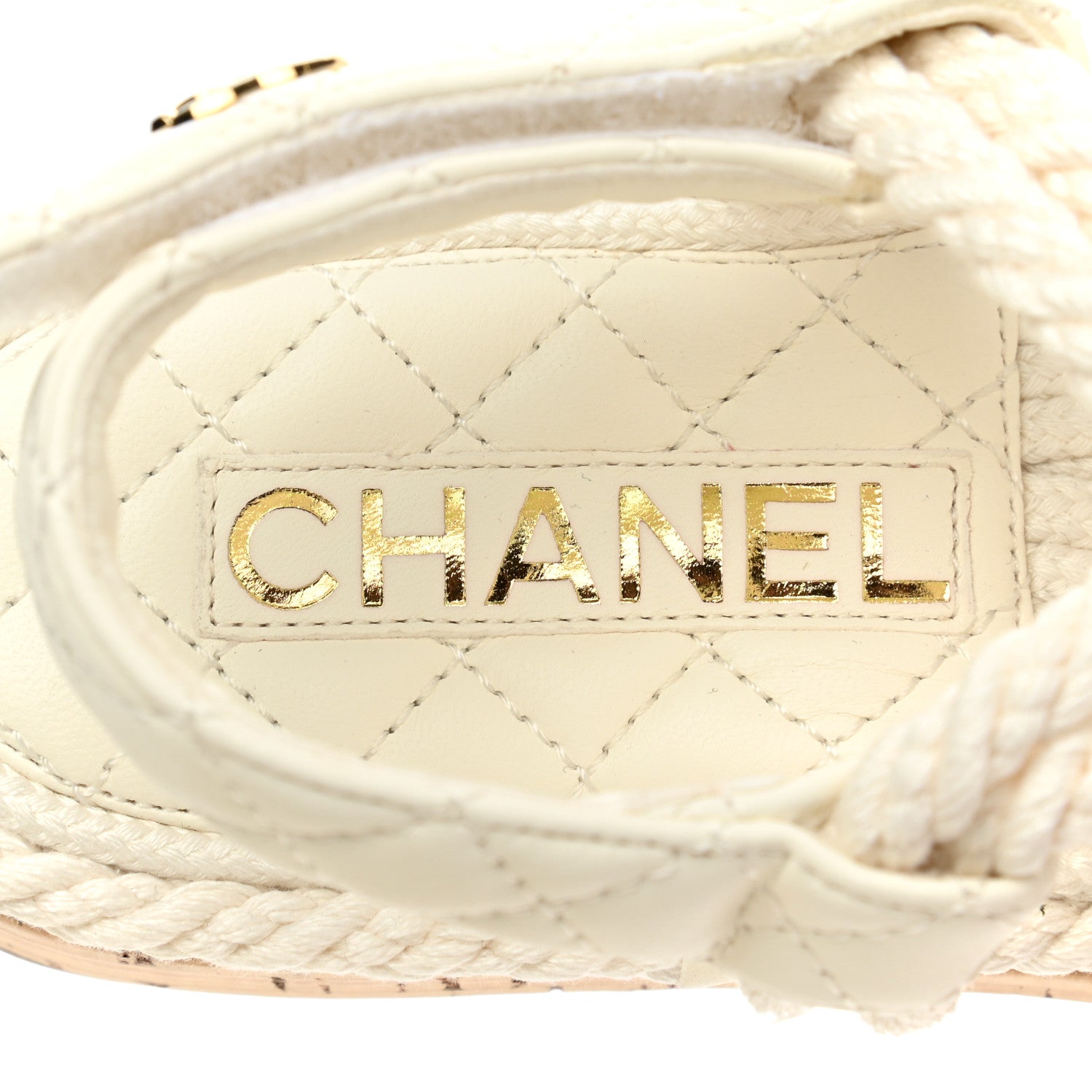 Chanel Cord Lambskin Quilted Logo Sandals 35 White 6 of 11