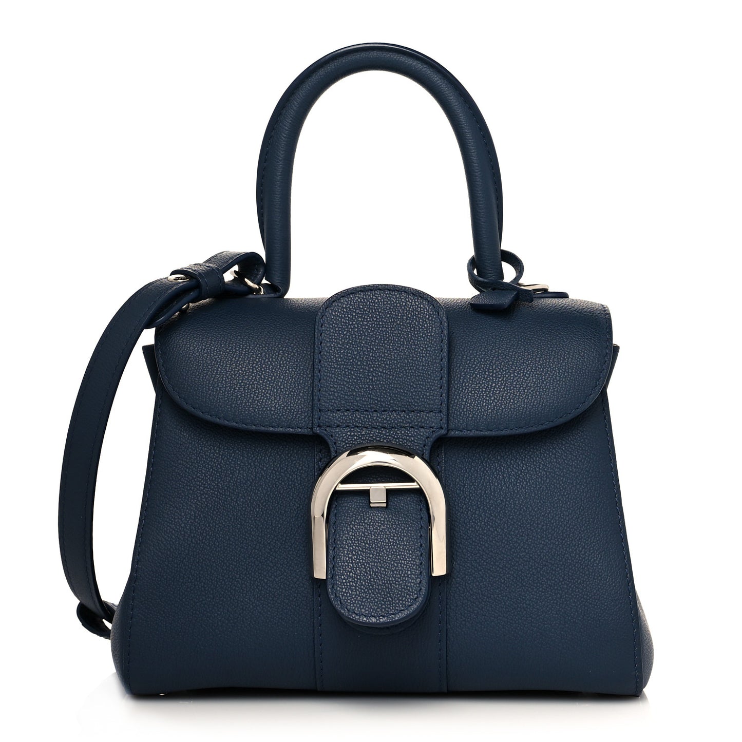 Grained Calfskin Mini Brillant Satchel Navy