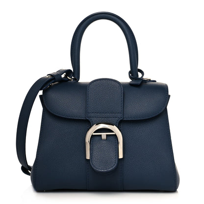 Delvaux Grained Calfskin Mini Brillant Satchel Navy 1 of 12