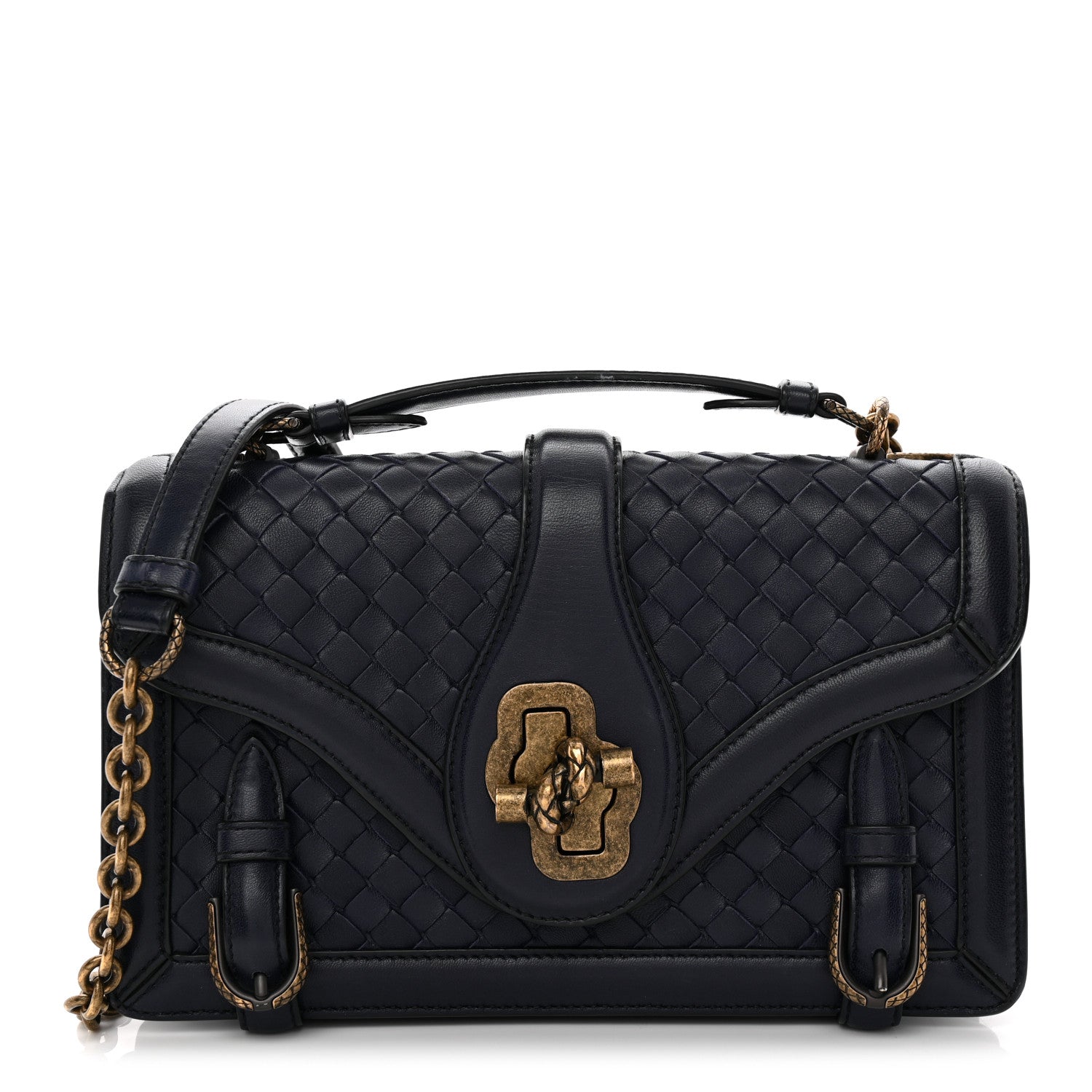 Bottega Veneta French Calfskin Intrecciato City Knot Bag Sapphire 1 of 9