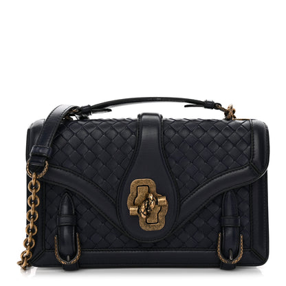 Bottega Veneta French Calfskin Intrecciato City Knot Bag Sapphire 1 of 9