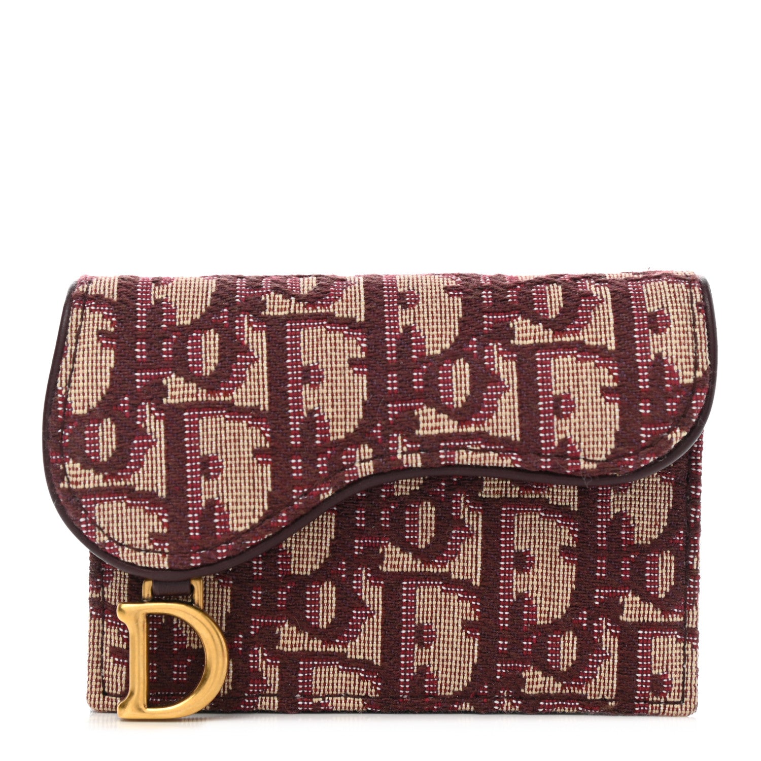 Christian Dior Oblique Saddle Card Holder Bordeaux 1 of 9