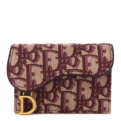 Christian Dior Oblique Saddle Card Holder Bordeaux 1 of 9