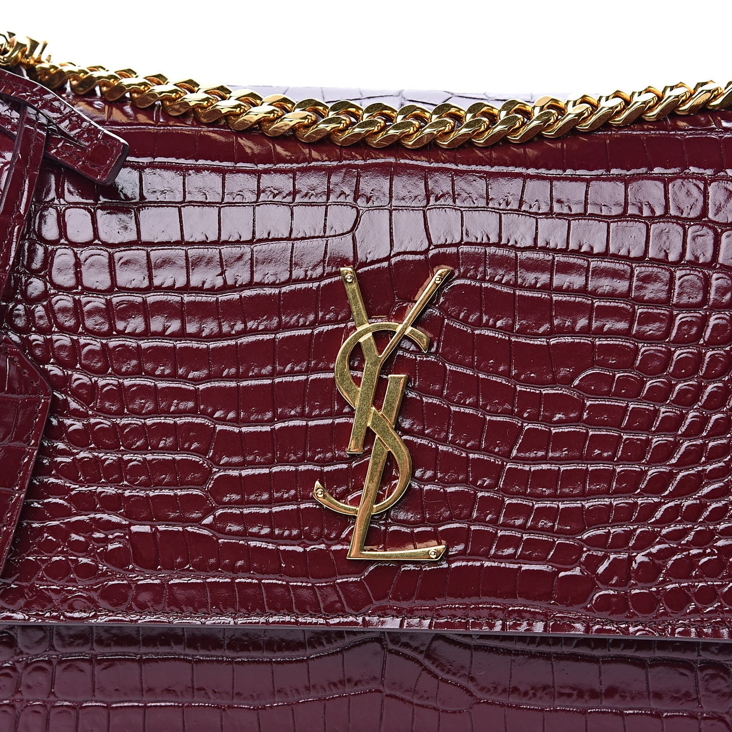 Calfskin Crocodile Embossed Medium Monogram Sunset Rouge Legion
