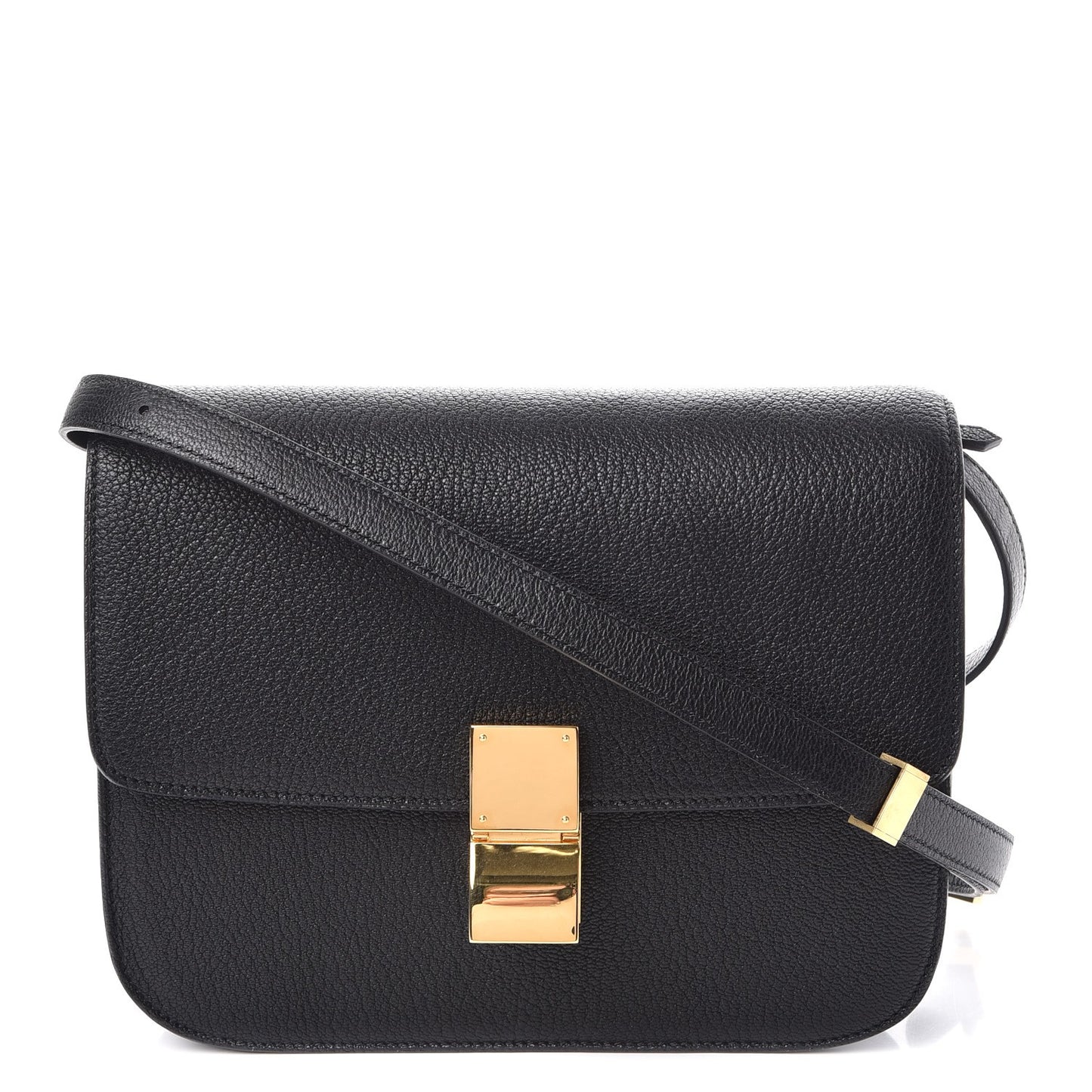 Goatskin Medium Classic Box Flap Bag Black