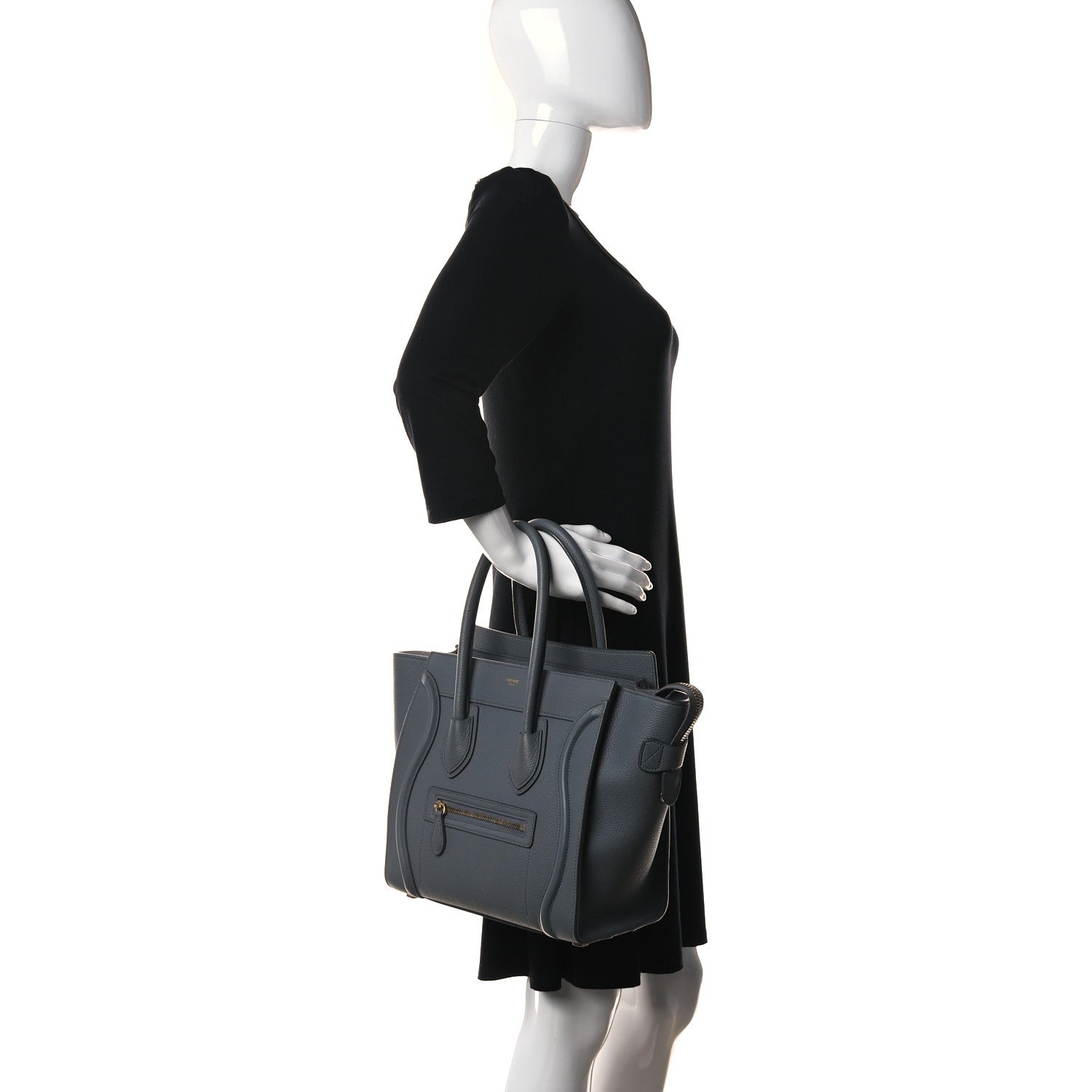 Celine Baby Drummed Calfskin Micro Luggage Kohl 2 of 12