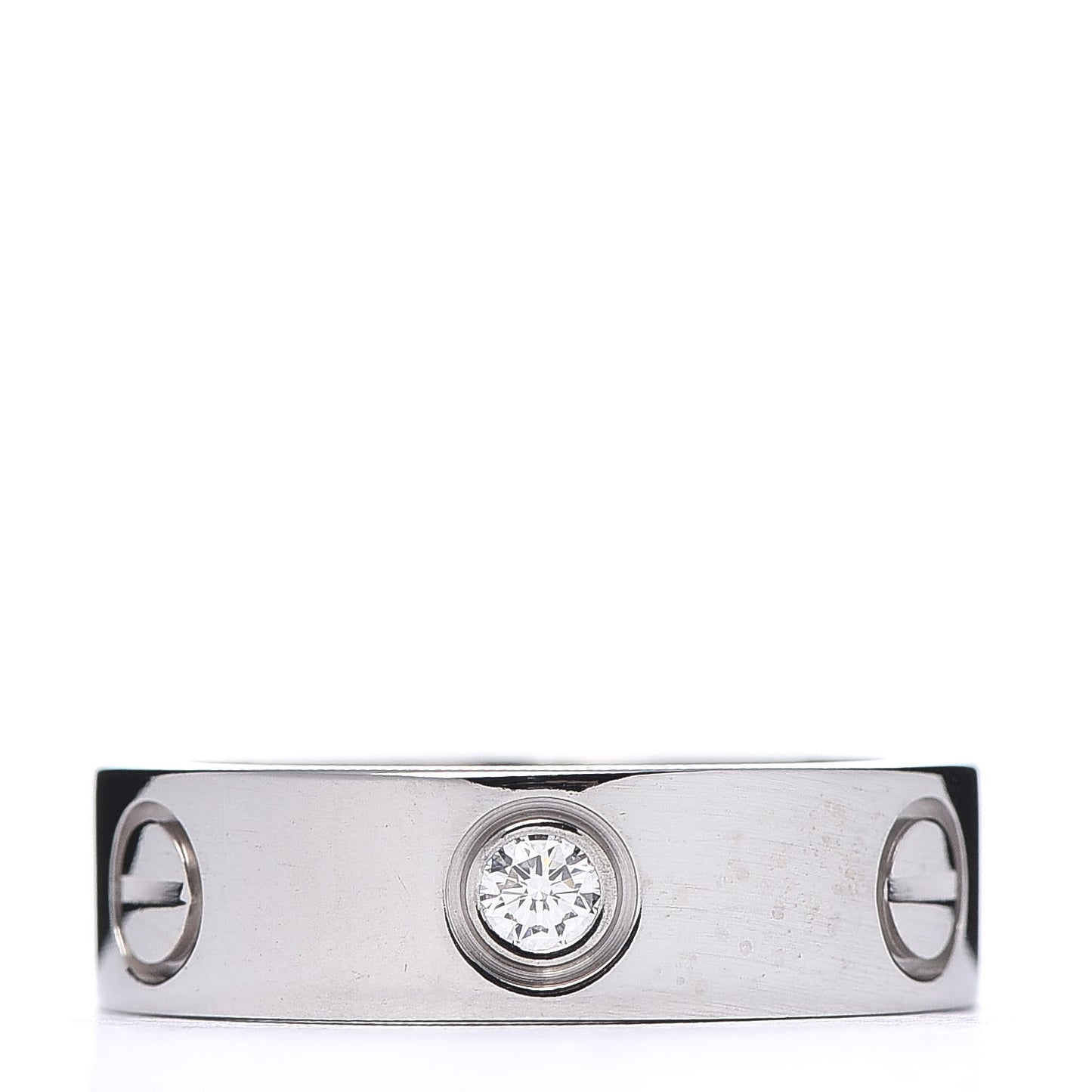 18K White Gold 3 Diamond 5.5mm LOVE Ring 50 5.25