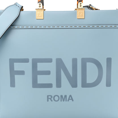 Fendi Vitello King Plexiglass Logo Embossed Medium Fendi Sunshine Shopper Tote Azzurro Baby 8 of 10