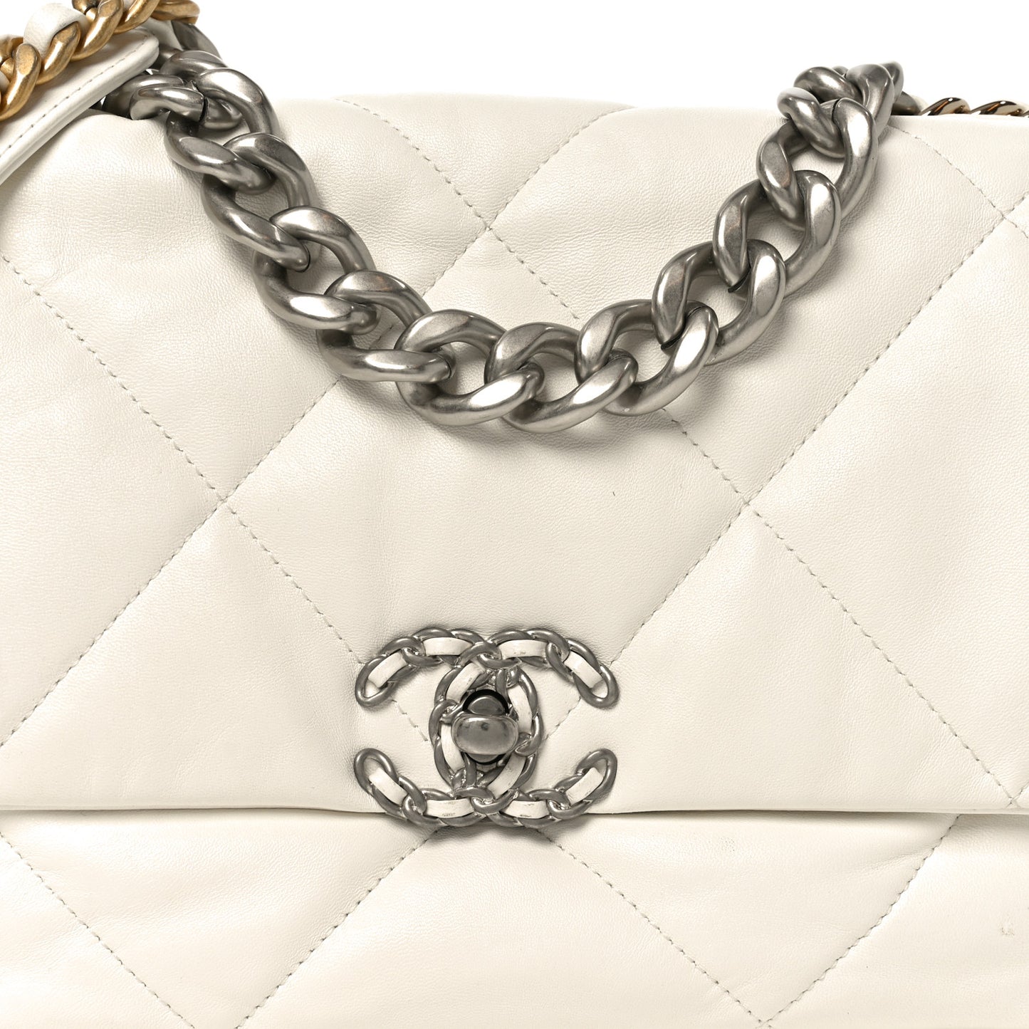 Quilted Large Chanel 19 Flap White