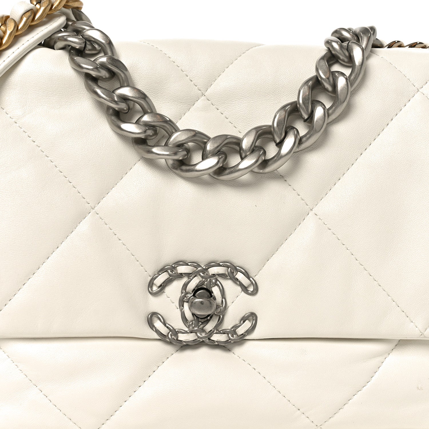 Chanel Quilted Large Chanel 19 Flap White 8 of 10