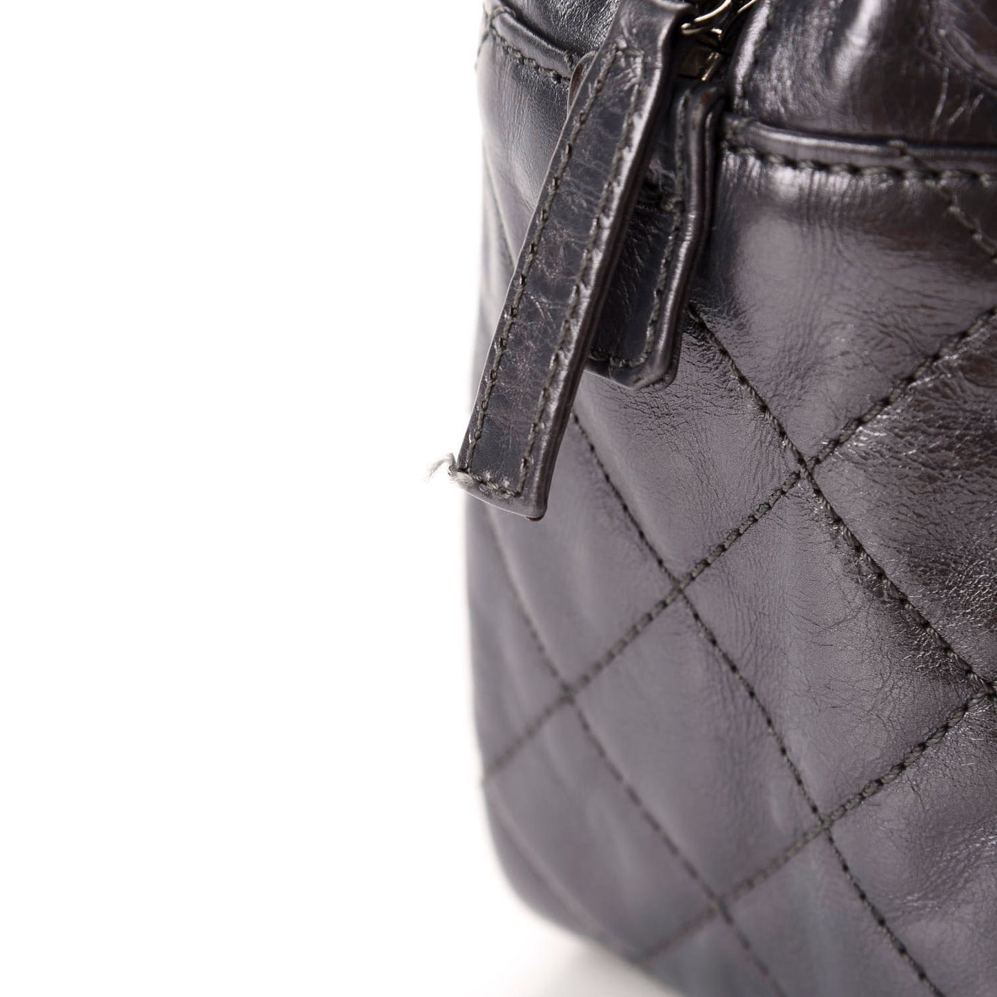 Metallic Aged Calfskin Quilted Medium Reissue Camera Case Dark Silver