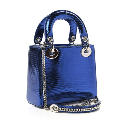 Christian Dior Metallic Lizard Mini Lady Dior Blue 3 of 10