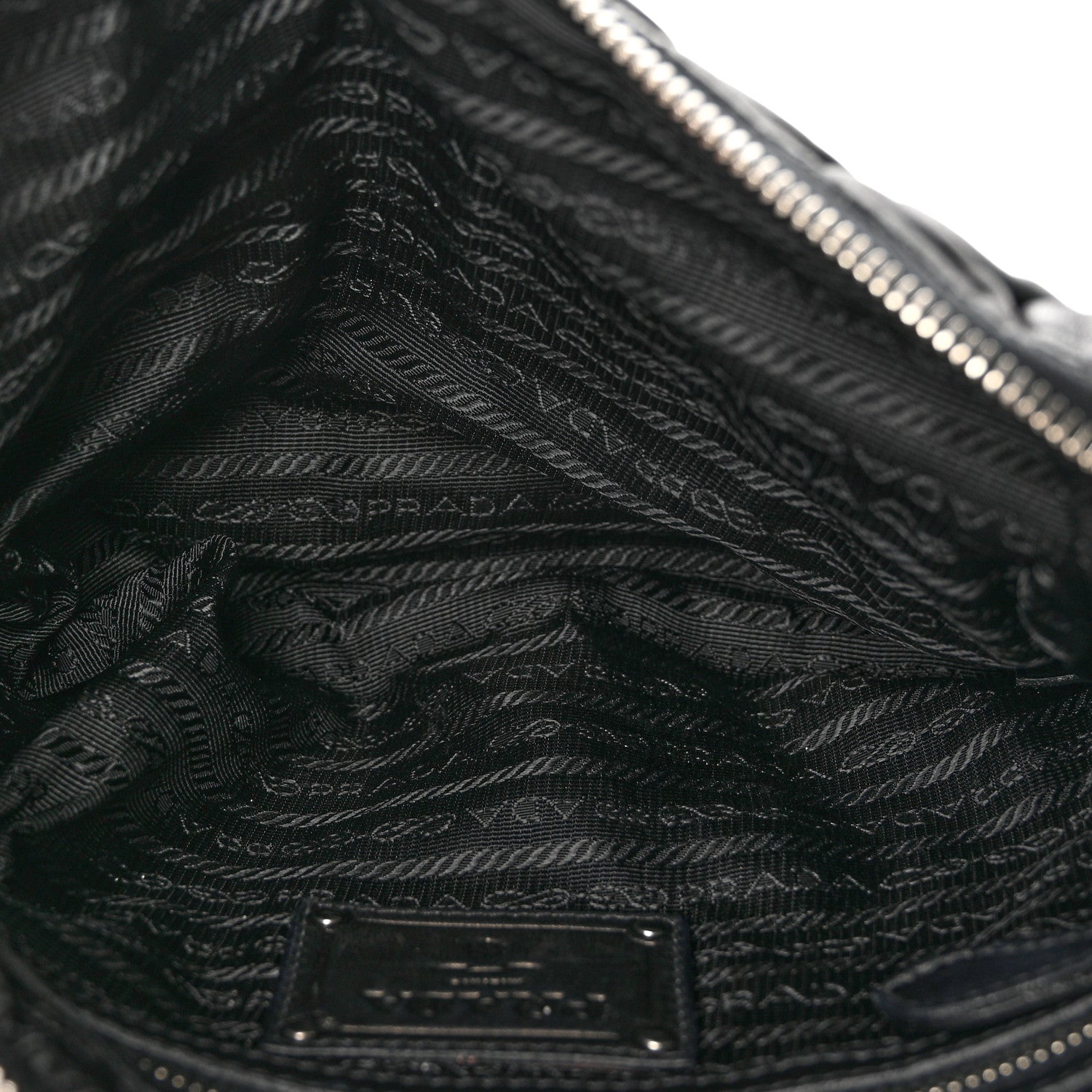 Prada Lambskin Embossed Pouch Black 5 of 6