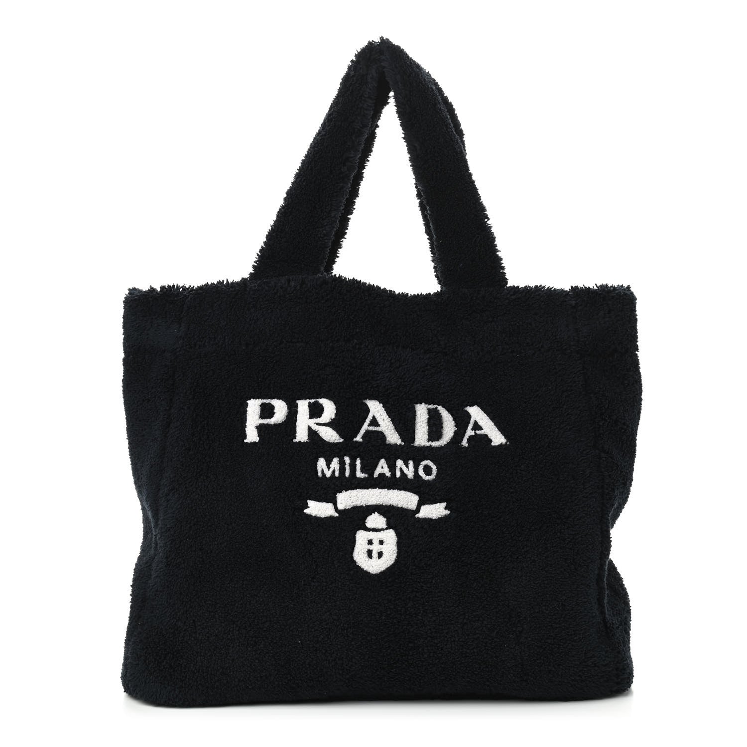 Prada Terry Cloth Tote Bag Black White 1 of 9