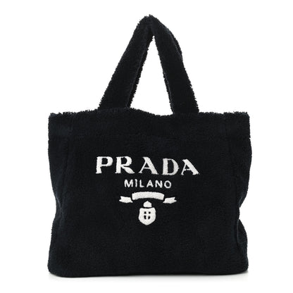 Prada Terry Cloth Tote Bag Black White 1 of 10