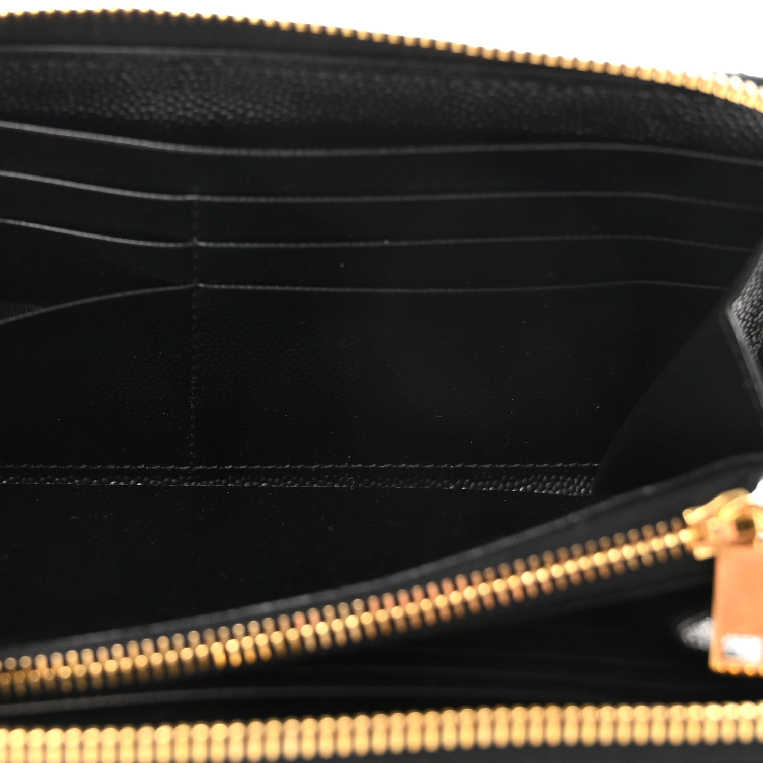Saint Laurent Grain De Poudre Matelasse Chevron Monogram Zip Around Wallet Black 5 of 6