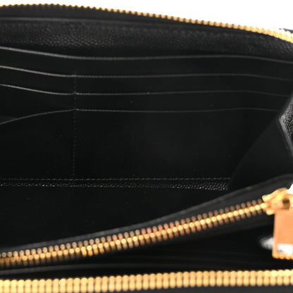 Saint Laurent Grain De Poudre Matelasse Chevron Monogram Zip Around Wallet Black 5 of 6