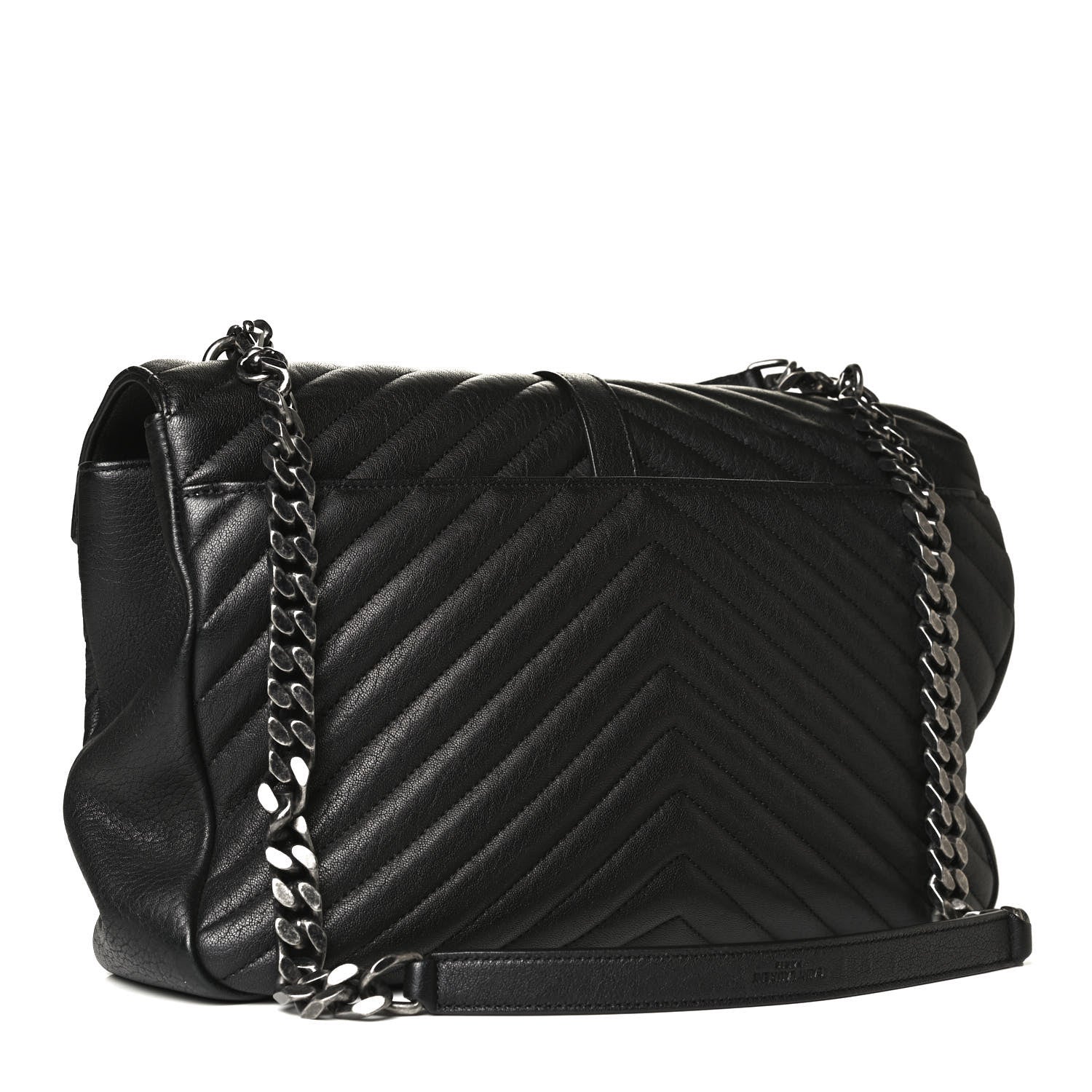 Saint Laurent Sheepskin Matelasse Chevron Monogram Large College Satchel Black 5 of 25
