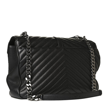 Saint Laurent Sheepskin Matelasse Chevron Monogram Large College Satchel Black 5 of 25