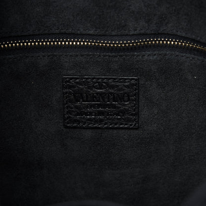 Valentino Garavani Grained Calfskin Rockstud Bucket Bag Black 8 of 9