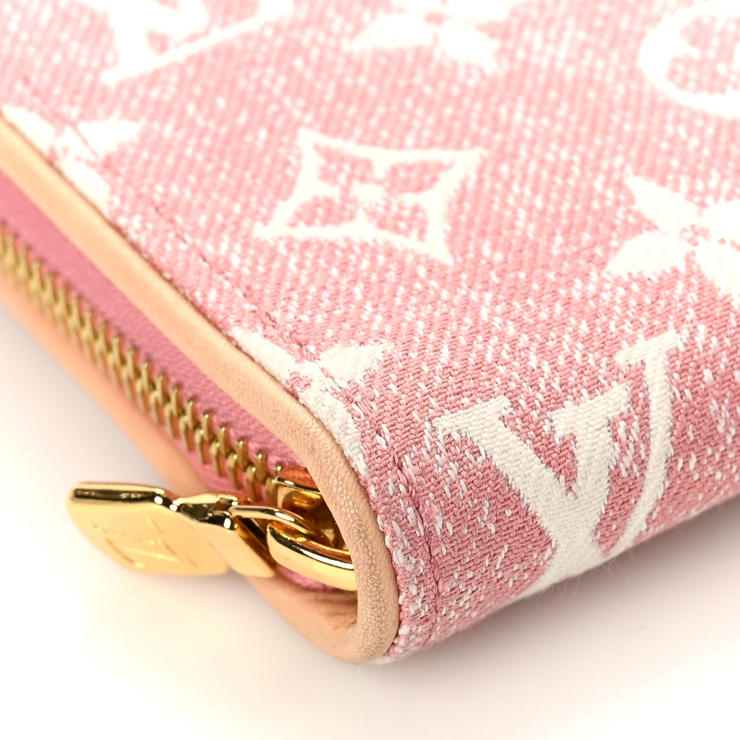 Louis Vuitton Denim Monogram Jacquard Zippy Wallet Pink 7 of 8
