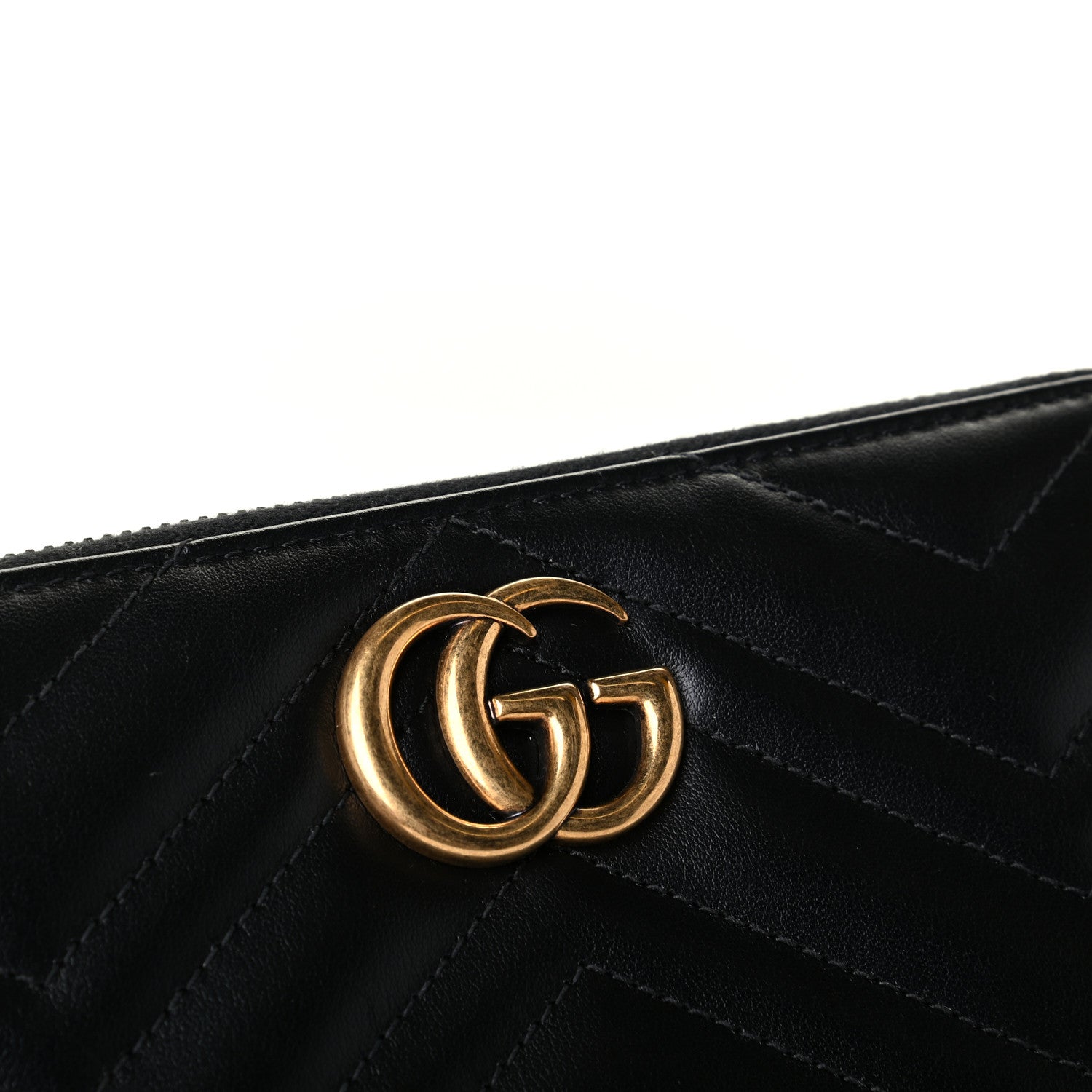 Gucci Calfskin Matelasse GG Marmont Zip Around Wallet Black 5 of 6