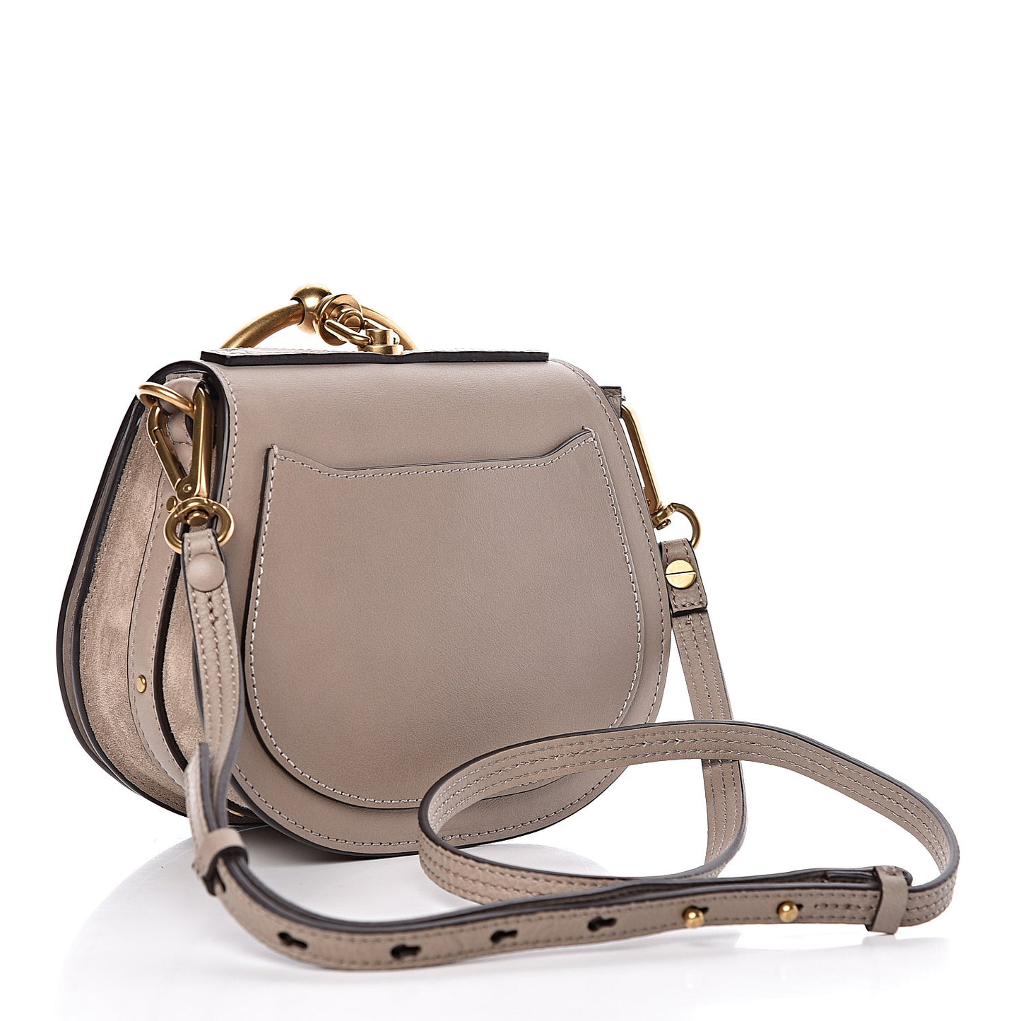 Calfskin Suede Small Nile Bracelet Bag Motty Grey
