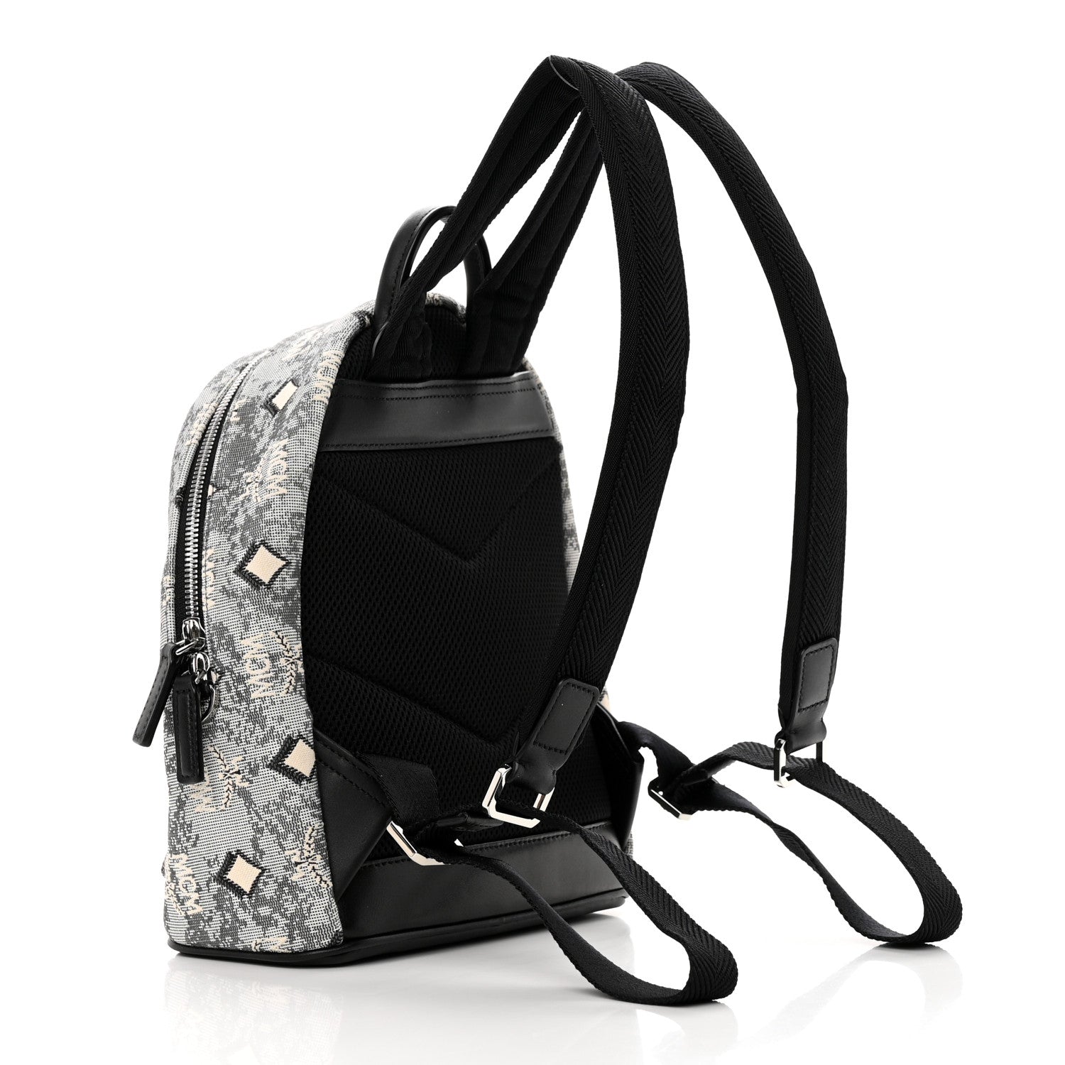 MCM Jacquard Monogram Mini Backpack Grey 3 of 19