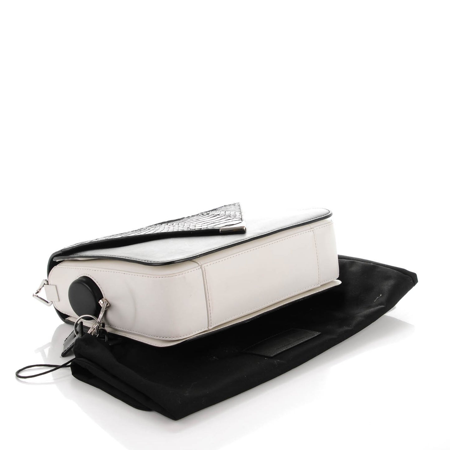 Snake Calfskin Embossed Large Prisma Envelope Sling Black White