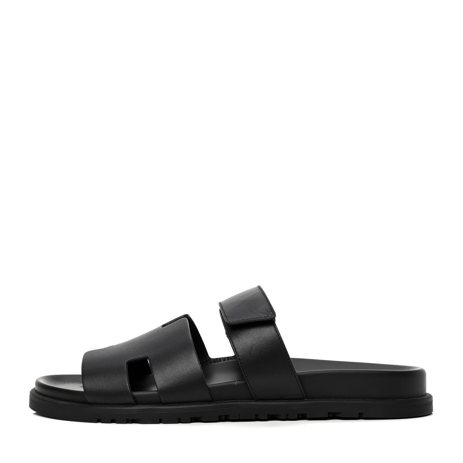 Hermes Calfskin Mens Chypre Sandals 44 Black 1 of 6