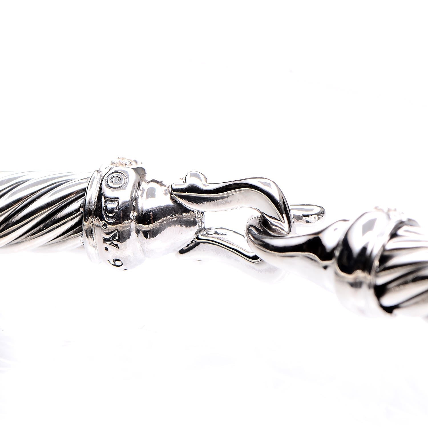 David Yurman Sterling Silver Diamond 5mm Cable Buckle Bracelet 6 of 6