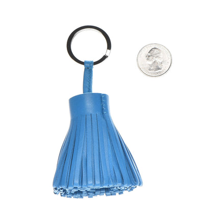 Hermes Lambskin Carmen Tassel Key Holder Bleu Zanzibar 2 of 5