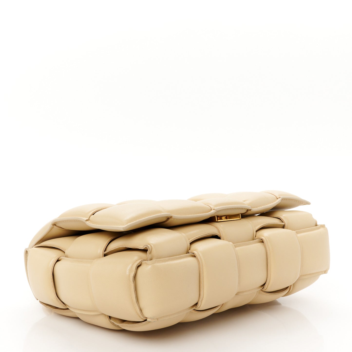 Lambskin Maxi Intreccio Padded Chain Cassette Crossbody Bag Porridge