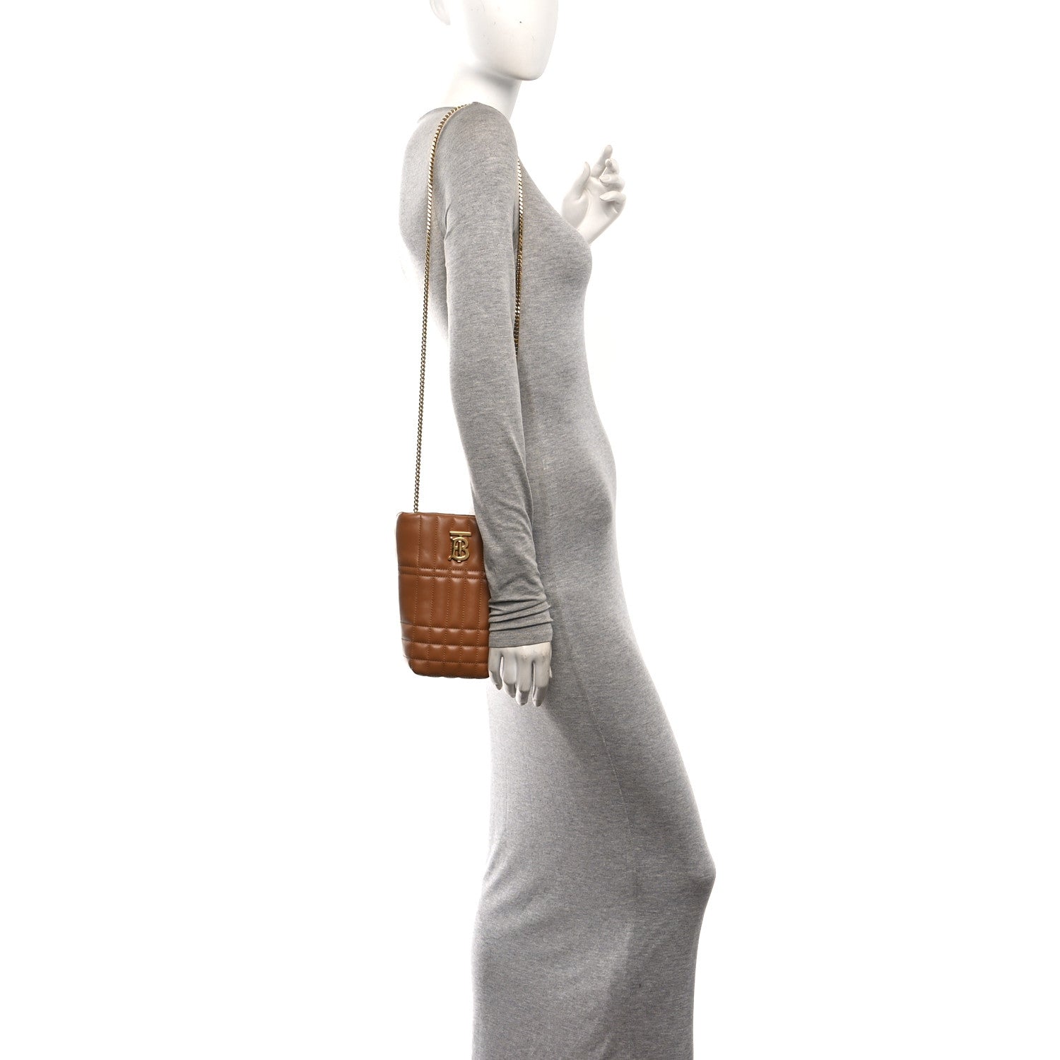 Burberry Lambskin Quilted Micro Lola Bucket Bag Maple Brown 2 of 9
