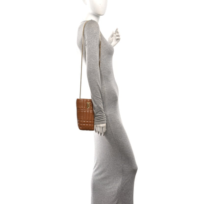 Burberry Lambskin Quilted Micro Lola Bucket Bag Maple Brown 2 of 9