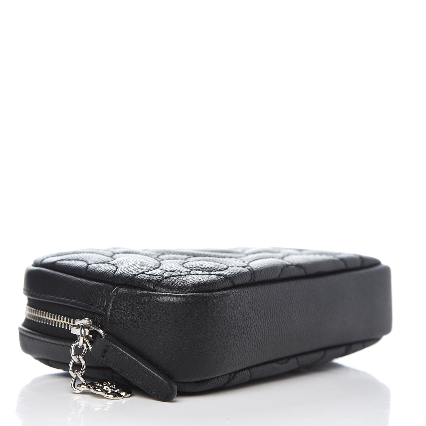 Caviar Camellia Embossed Small Cosmetic Case Black