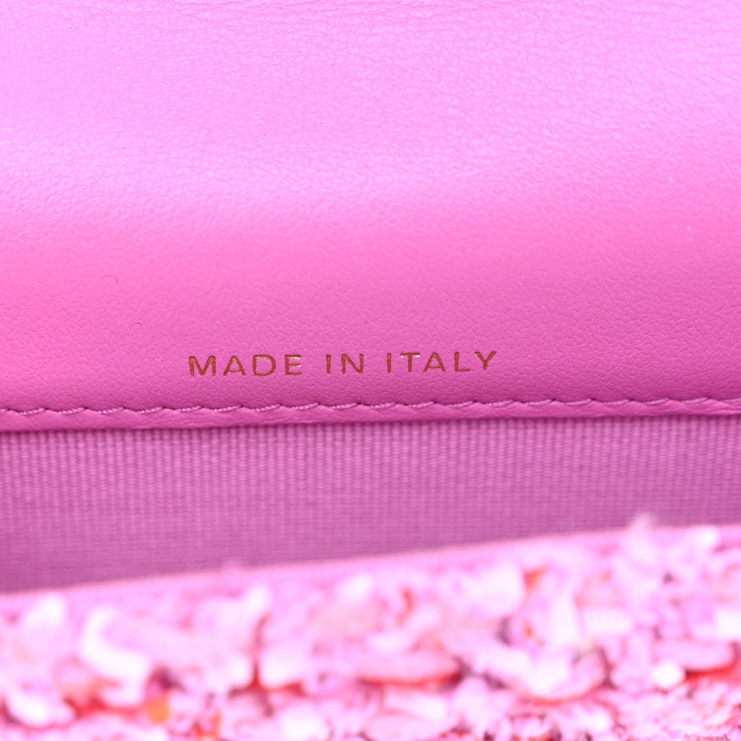 Tweed Enamel Quilted Pending CC Flap Belt Bag Pink Purple