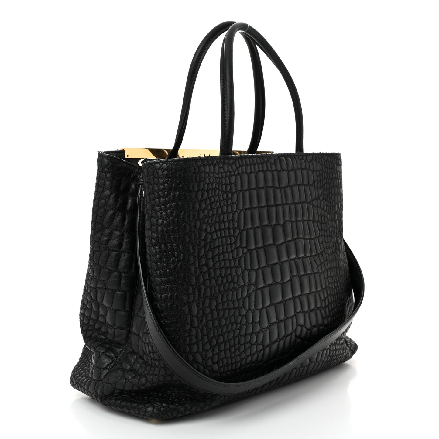 Nappa Crocodile Trapuntata Large 3Jours Tote Black