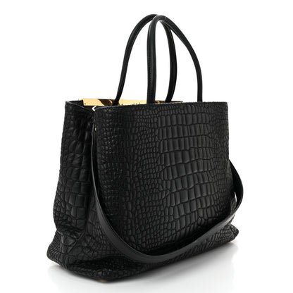 Fendi Nappa Crocodile Trapuntata Large 3Jours Tote Black 3 of 12